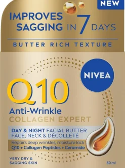 NIVEA 50ml Q10 Anti-Wrinkle Collagen Expert Day & Night Facial Butter -kasvovoi