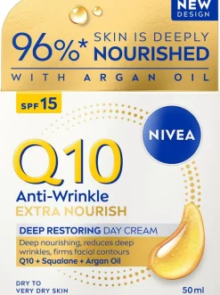 NIVEA 50ml Q10 Anti-Wrinkle Extra Nourish Deep Restoring Day Cream SK 15 -päivävoide