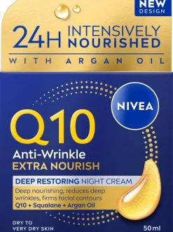 NIVEA 50ml Q10 Anti-Wrinkle Extra Nourish Deep Restoring Night Cream -yövoide