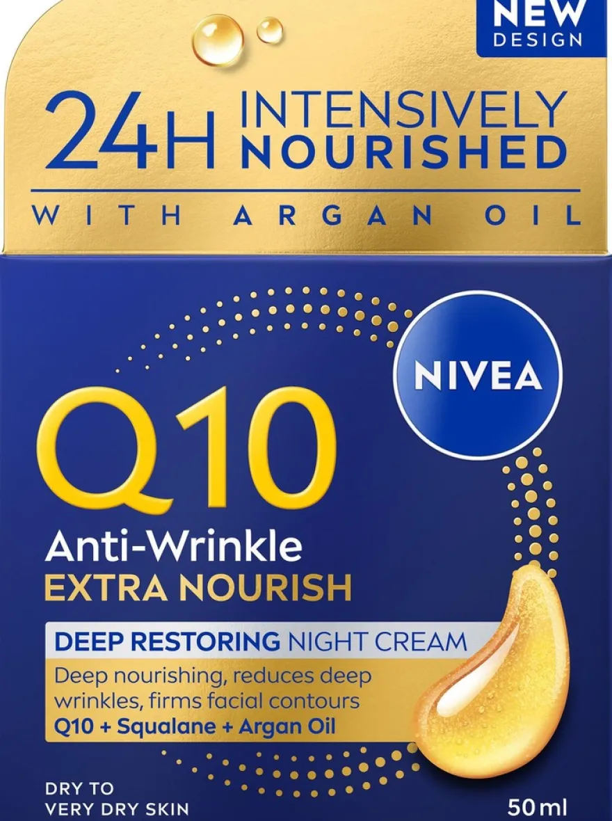 NIVEA 50ml Q10 Anti-Wrinkle Extra Nourish Deep Restoring Night Cream -yövoide