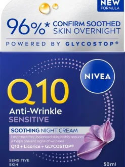 NIVEA 50ml Q10 Anti-Wrinkle Sensitive Soothing Night Cream -yövoide