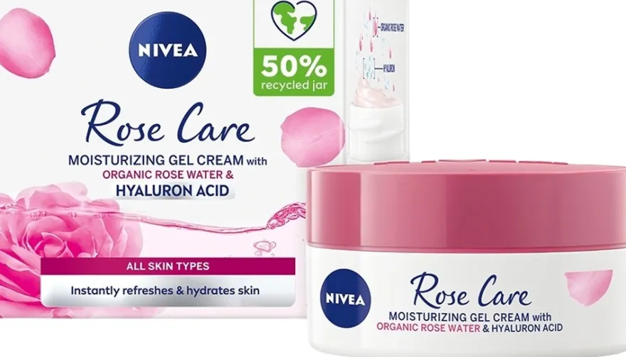 NIVEA 50ml Rose Care Moisturizing Gel Cream -päivävoide