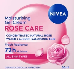 NIVEA 50ml Rose Care Moisturizing Gel Cream -päivävoide