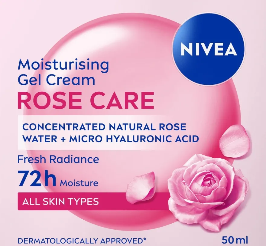 NIVEA 50ml Rose Care Moisturizing Gel Cream -päivävoide