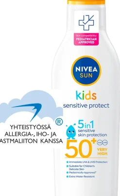 NIVEA SUN 200ml Kids Sensitive Protect Sun Lotion SK50+ -aurinkosuojavoide