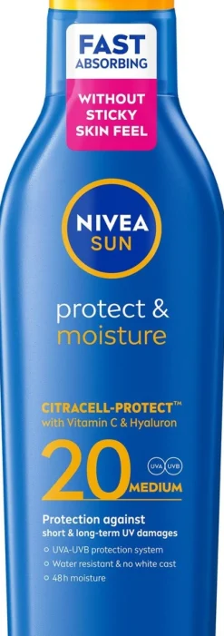 NIVEA SUN 200ml Protect & Moisture Sun Lotion SK20 -aurinkosuojavoide