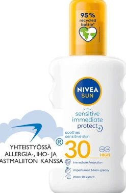 NIVEA SUN 200ml Sensitive Immediate Protect Soothing Sun Spray SK30 -aurinkosuojasuihke