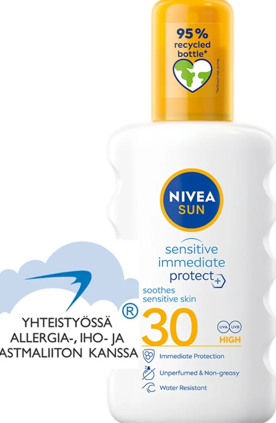 NIVEA SUN 200ml Sensitive Immediate Protect Soothing Sun Spray SK30 -aurinkosuojasuihke