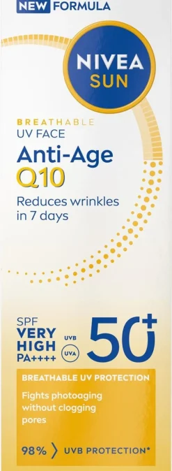 NIVEA SUN 40ml UV Face Anti-Age Q10 SK50+ -aurinkovoide