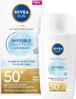 NIVEA SUN 40ml UV Face Invisible Daily Fluid SK50+ -aurinkosuojavoide