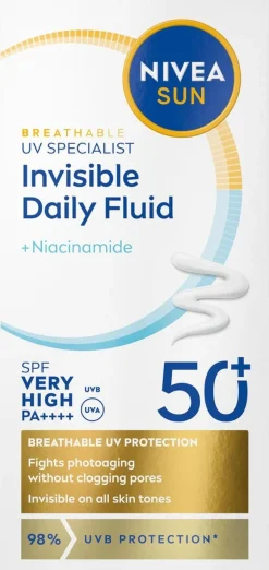 NIVEA SUN 40ml UV Face Invisible Daily Fluid SK50+ -aurinkosuojavoide