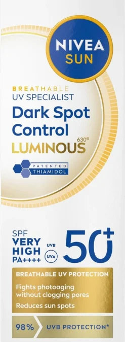NIVEA SUN 40ml UV Face LUMINOUS630® Spot Control SK50+ -aurinkovoide