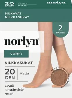 Norlyn naisten nilkkasukat comfy 2-pack 20 den musta, koko 36-41
