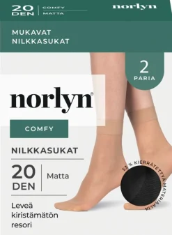 Norlyn naisten nilkkasukat comfy 2-pack 20 den musta, koko 36-41