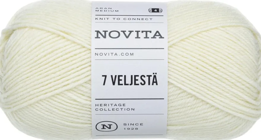 Novita lanka 7 Veljestä 100 g luonnonvalk. 010