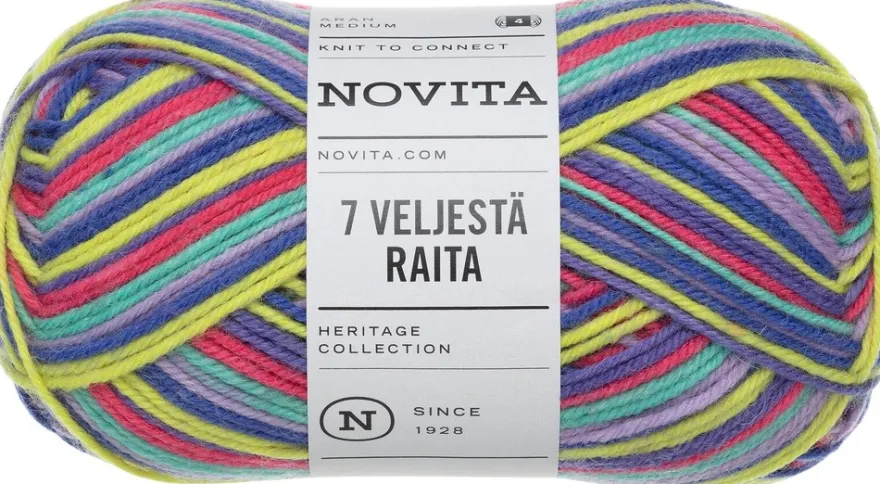 Novita Lanka 7 Veljestä Raita 100 g riemukaari 978