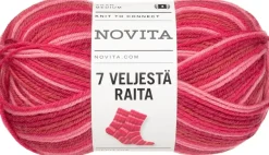 Novita lanka 7 Veljestä Raita 100g ruusuinen uni 938