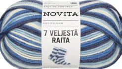 Novita lanka 7 Veljestä Raita 100g sinitaivas 984
