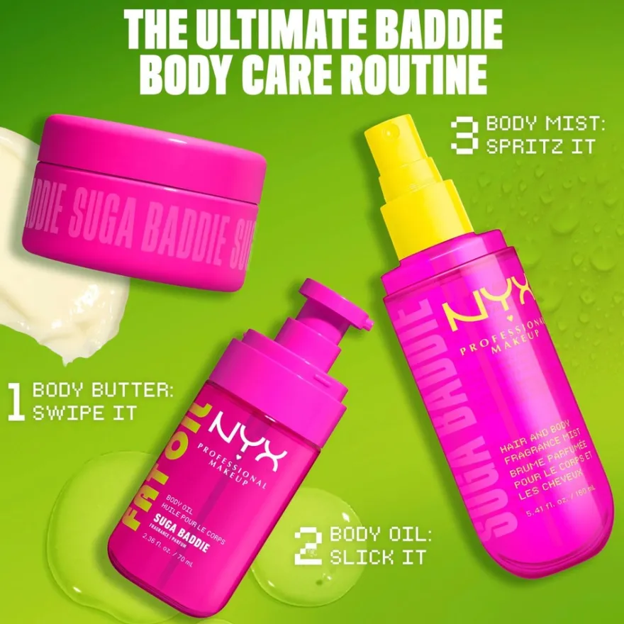 NYX Professional Makeup Fat Oil Body Fragrance Mist Suga Baddie vartalotuoksu 80 ml