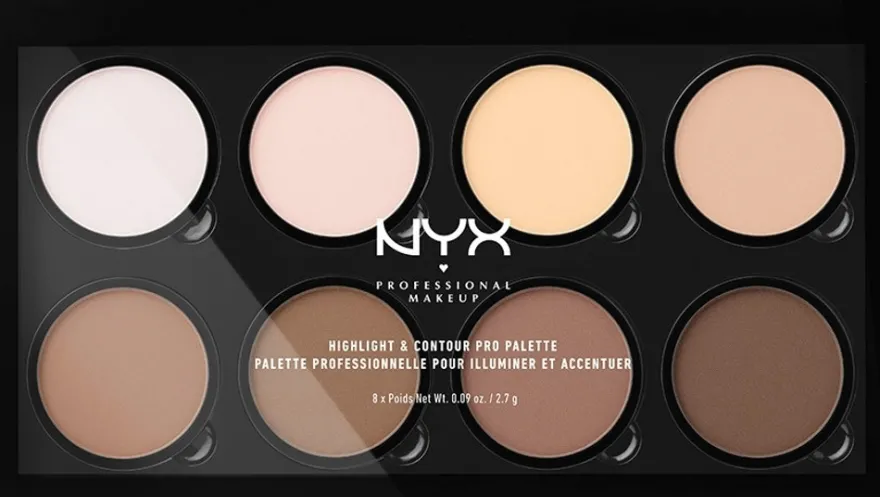 NYX Professional Makeup Highlight & Contour Pro Palette korostusväripaletti 8 x 2,7 g