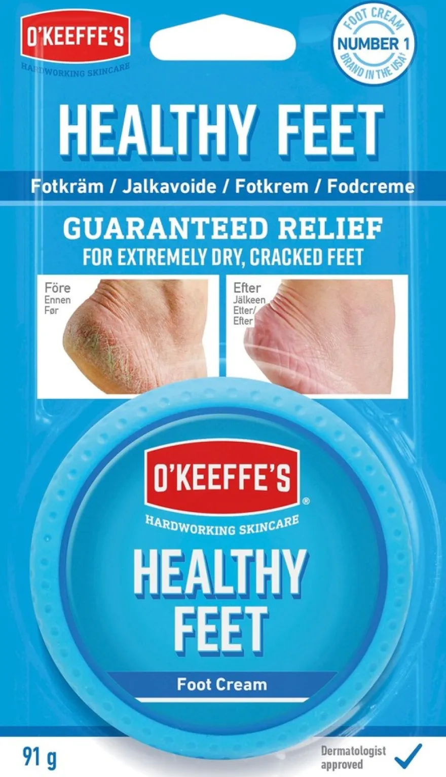 O'Keeffe's 91g Jalkavoide Purkki