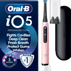 Oral-B iO5 Blush Pink sähköhammasharja +Travel Case+Refill Holder