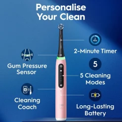 Oral-B iO5 Blush Pink sähköhammasharja +Travel Case+Refill Holder