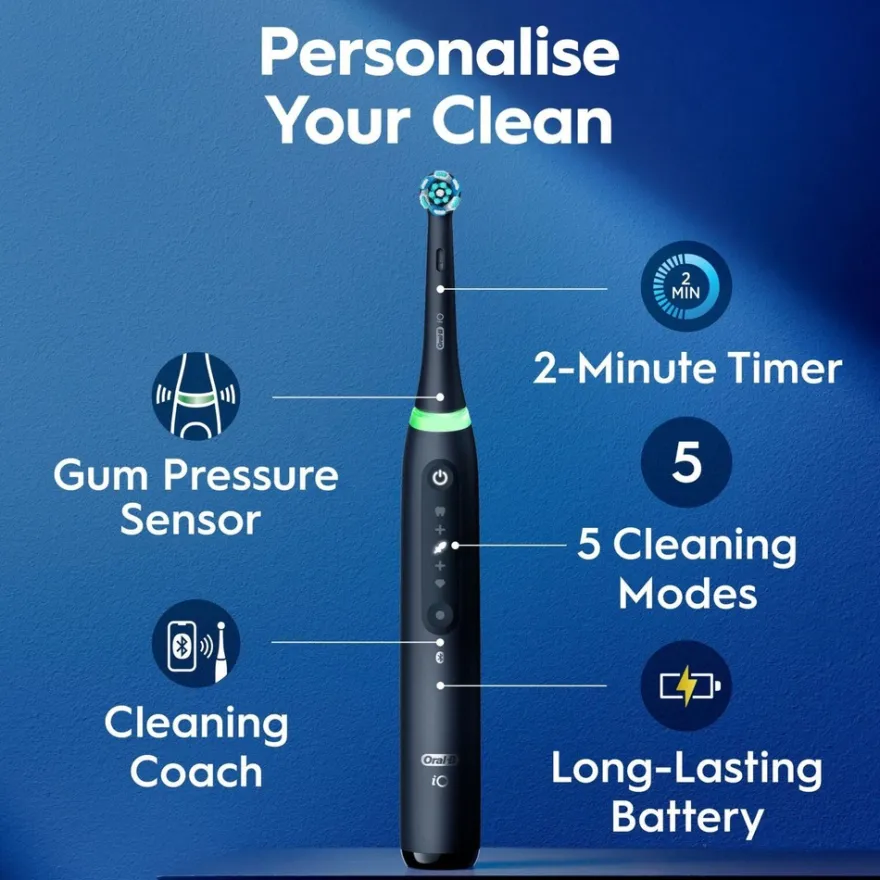 Oral-B iO5 Matt Black sähköhammasharja+matkakotelo+hammasharjateline