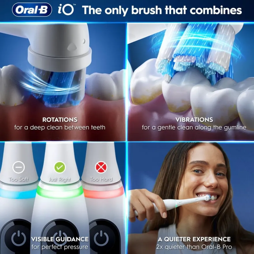 Oral-B iO6 White sähköhammasharja + matkakotelo + hammasharjateline + lisävaihtoharja