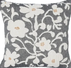 Pentik Ruusumalva jacquard tyynynpäällinen 45x45 cm tummanharmaa
