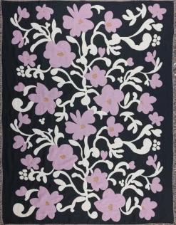 Pentik Ruusumalva torkkupeitto jacquard 130x170 cm tummanharmaa