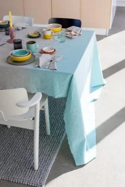 Pentik Tuntu pöytäliina puuvilla-pellava 145x250 cm turkoosi