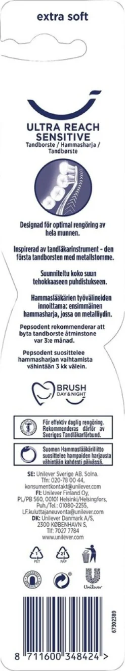 Pepsodent Ultra Reach Sensitive Hammasharja Erittäin pehmeä 1 kpl