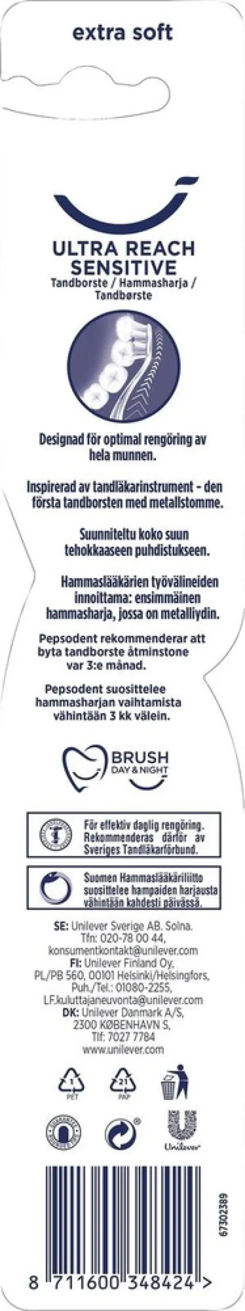Pepsodent Ultra Reach Sensitive Hammasharja Erittäin pehmeä 1 kpl