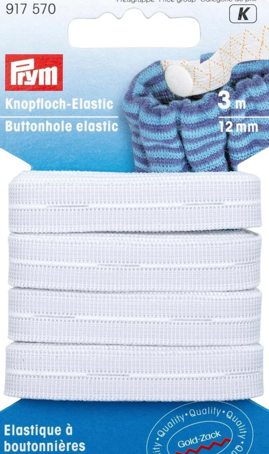 Prym reikäkuminauha 12 mm valkoinen 3 m/pakkaus