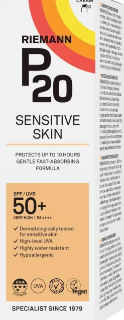 P20 Sensitive skin SPF50+ cream aurinkosuoja 100ml