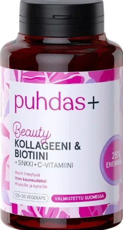 Puhdas+ Kollageeni & Biotiini 120+30kaps