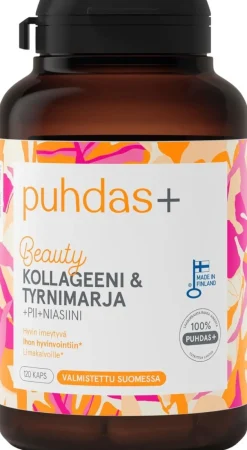 Puhdas+ Kollageeni & tyrnimarja +Pii +Niasiini 120 kaps