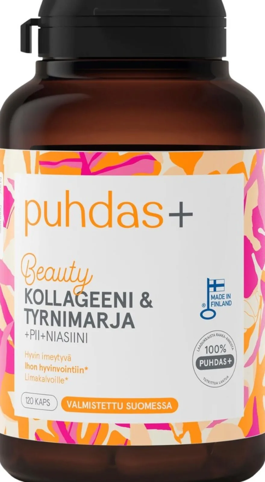 Puhdas+ Kollageeni & tyrnimarja +Pii +Niasiini 120 kaps
