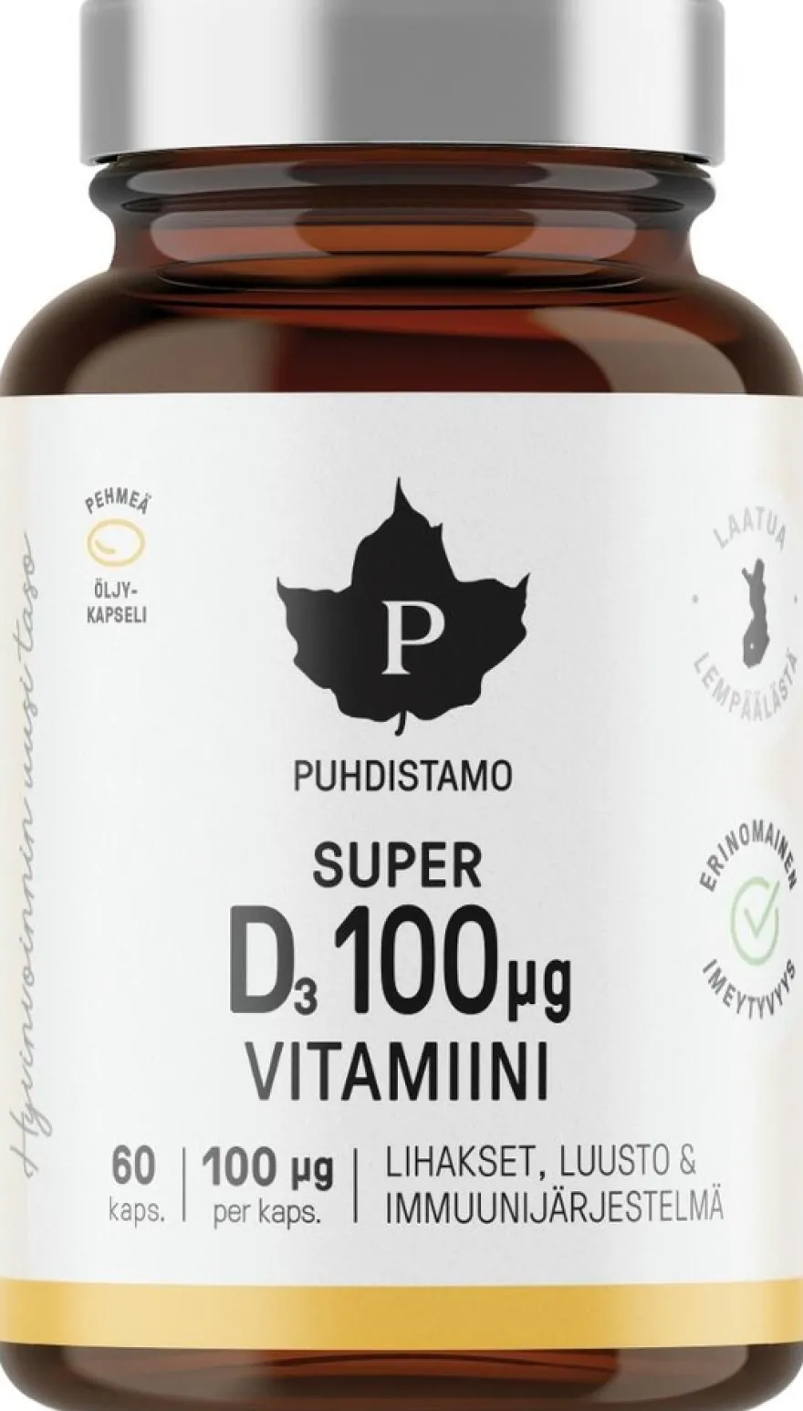 Puhdistamo Super D-vitamiini 100 µg 60 kaps