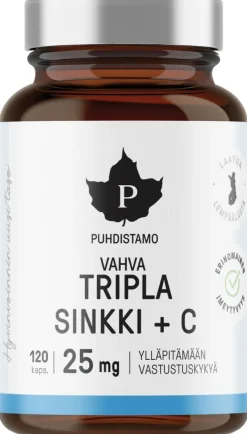 Puhdistamo Tripla Sinkki + C 25 mg 120 kapselia