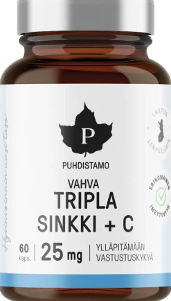 Puhdistamo Tripla Sinkki + C 25 mg 60 kapselia