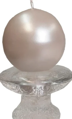 Puttipaja pallokynttilä kannalla puuteri metallihohto 7x8cm 2kpl