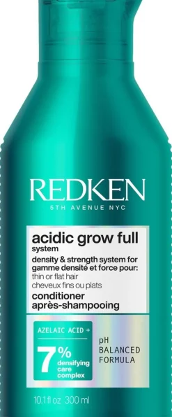 Redken Acidic Grow Full System tuuheuttava hoitoaine oheneville tai latteille hiuksille. Antaa täyteläisyyden tunnetta tyvelle.