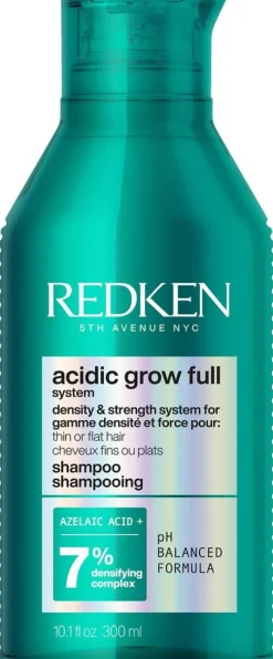 Redken Acidic Grow Full System tuuheuttava shampoo oheneville tai latteille hiuksille. Antaa täyteläisyyden tunnetta tyvelle.