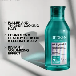 Redken Acidic Grow Full System tuuheuttava shampoo oheneville tai latteille hiuksille. Antaa täyteläisyyden tunnetta tyvelle.