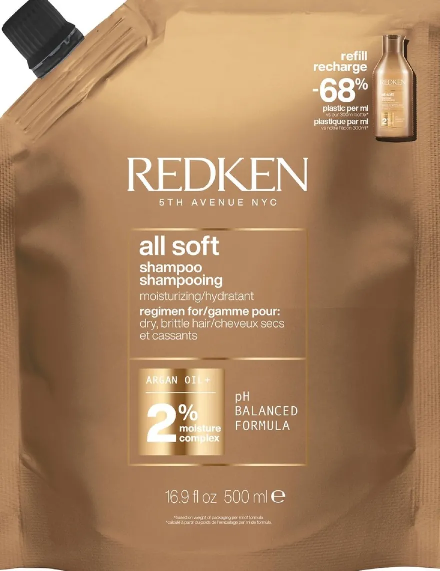 Redken All Soft shampoo täyttöpakkaus 500ml
