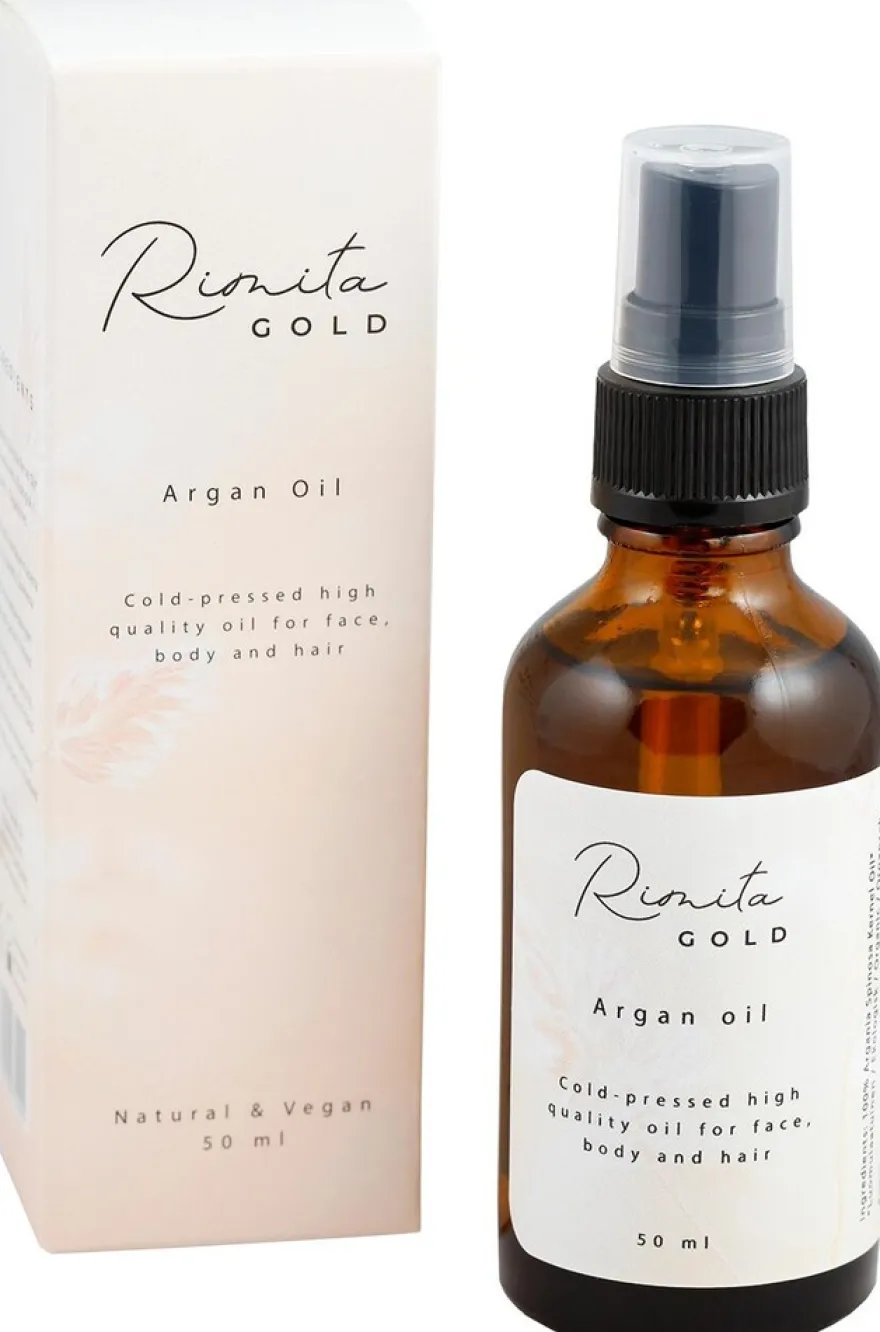 RimitaGold Arganöljy 50 ml, kylmäpuristettu neitsytöljy kasvoille, vartalolle ja hiuksille