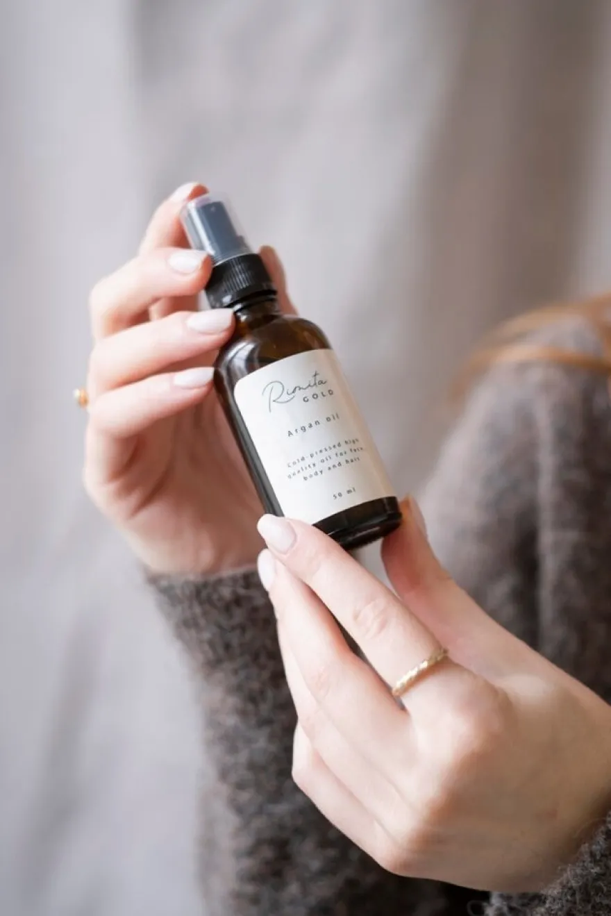 RimitaGold Arganöljy 50 ml, kylmäpuristettu neitsytöljy kasvoille, vartalolle ja hiuksille