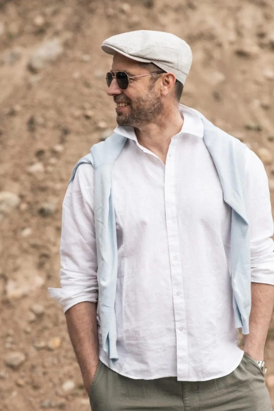 Salon Eero Gen Linen Stripe flat cap lakki